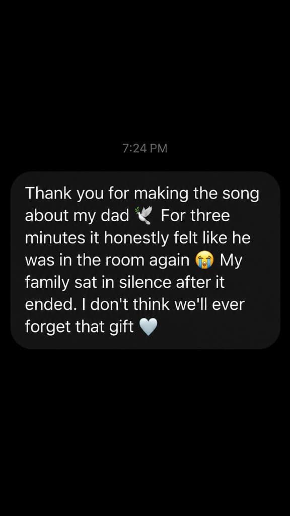 Message from Tom about the song for his dad